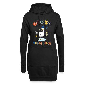 Oie en liberté - Sweat-shirt à capuche long Femme - noir - Devant