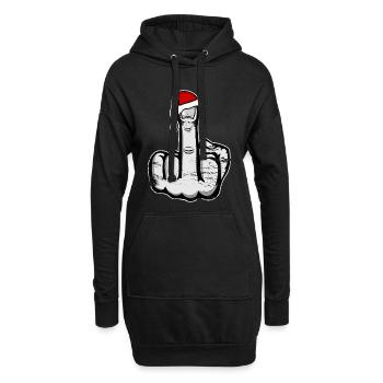 Doigt d’honneur de Noël avec chapeau de Père Noël - Sweat-shirt à capuche long Femme - noir - Devant