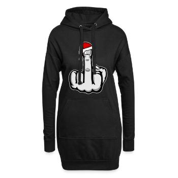 Weihnachten Mittelfinger mit Weihnachtsmütze - Hoodie-Kleid - Schwarz - Vorne