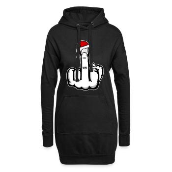 Weihnachten Mittelfinger mit Weihnachtsmütze - Hoodie-Kleid - Schwarz - Vorne