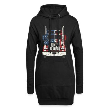 Conducteur patriotique de camion semi-remorque américain - Sweat-shirt à capuche long Femme - noir - Devant