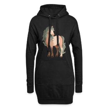 Cheval Poney Mignon - Sweat-shirt à capuche long Femme - noir - Devant