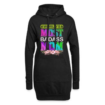 World's Badass Mom – Mutiges, florales Muttertagsgeschenk - Hoodie-Kleid - Schwarz - Vorne