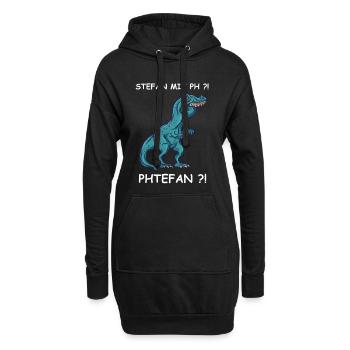 Blauer Dino mit Kick | Stefan - Hoodie-Kleid - Schwarz - Vorne