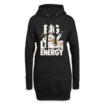 Big Luck Energy Lucky Cat - Hoodie-Kleid - Schwarz - Vorne