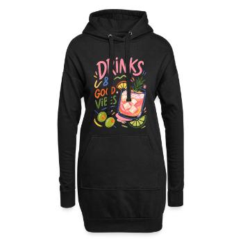 Colorful Cocktail Summer Party Drinks - Hoodie Dress - black - Front