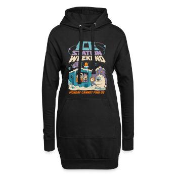 Eisstation Wochenende Winter Humor - Sweat-shirt à capuche long Femme - noir - Devant