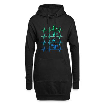 Motocross Herzschlag Enduro Supercross Dirt Bike - Hoodie-Kleid - Schwarz - Vorne