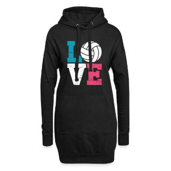 Love Volleyball Volleyballer - Hoodie-Kleid - Schwarz - Vorne