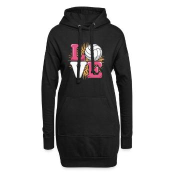 Love Volleyball Volleyballer - Hoodie-Kleid - Schwarz - Vorne