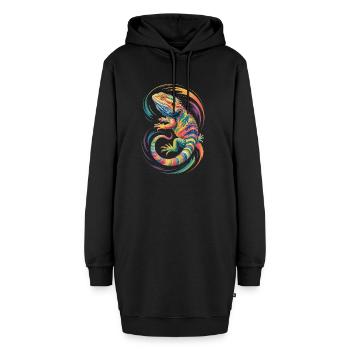 Bunte Bartagame Reptil Echse - Hoodie-Kleid - Schwarz - Vorne