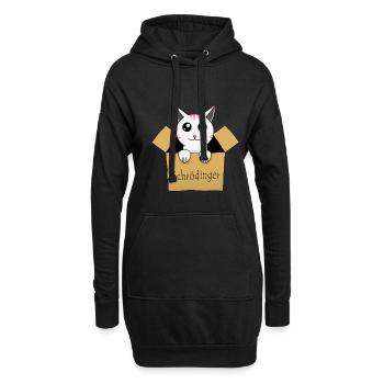 Le chat de Schrödinger dans une boîte - Sweat-shirt à capuche long Femme - noir - Devant