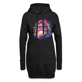 Weihnachtsmann - Hoodie-Kleid - Schwarz - Vorne