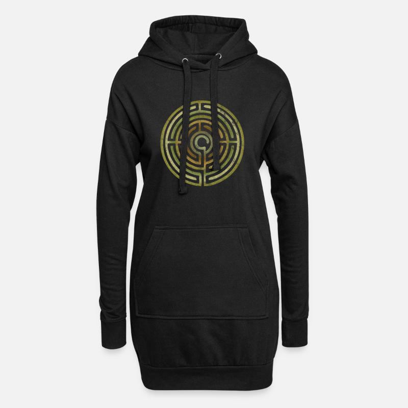 Labyrinth Symbol - Hoodie-Kleid - Schwarz