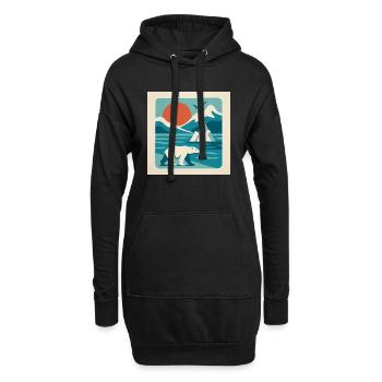 Polar Solitude – Arctic Retro Vibes - Hoodie-Kleid - Schwarz - Vorne