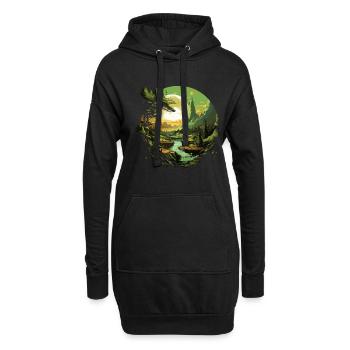 Von der Natur inspirierte landschaftliche Kunst - Hoodie-Kleid - Schwarz - Vorne
