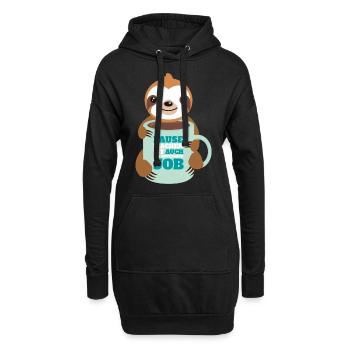 Pause lustig tier Arbeit Faultier chillen - Hoodie-Kleid - Schwarz - Vorne