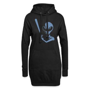 Alien Baseballspieler Silhouette Minimalistisches - Hoodie-Kleid - Schwarz - Vorne