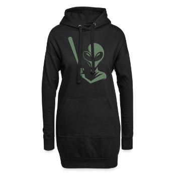 Alien Baseballspieler Silhouette Minimalistisches - Hoodie-Kleid - Schwarz - Vorne