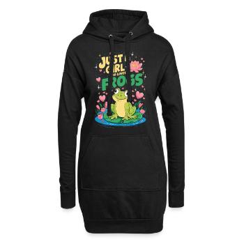 Juste une fille qui aime les grenouilles - Sweat-shirt à capuche long Femme - noir - Devant