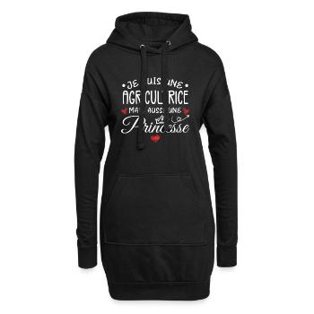Je Suis Une Agricultrice, Mais Aussi Une Princesse - Sweat-shirt à capuche long Femme - noir - Devant