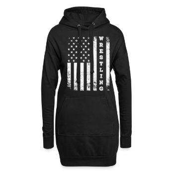 Love Wrestling American Flag Wrestling Entraîneurs - Sweat-shirt à capuche long Femme - noir - Devant