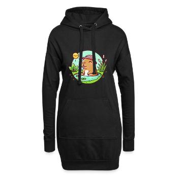 Chill Capybara au soleil Illustration - Sweat-shirt à capuche long Femme - noir - Devant