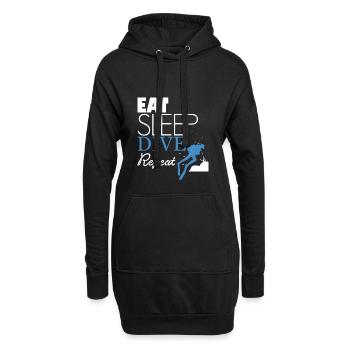Eat Sleep Dive Répétez plongeurs - Sweat-shirt à capuche long Femme - noir - Devant