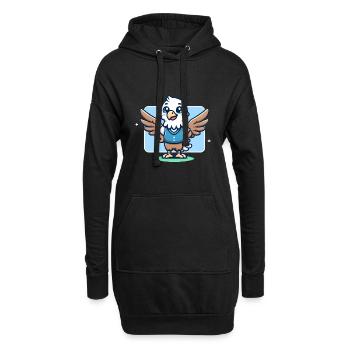 Aigle de dessin animé joyeux en gilet bleu - Sweat-shirt à capuche long Femme - noir - Devant