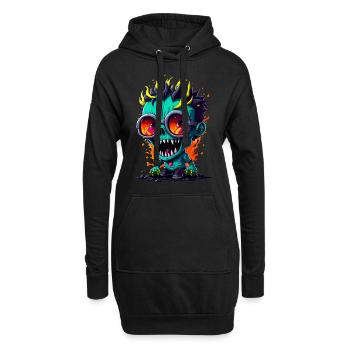 Bunter cooler Zombie - Hoodie-Kleid - Schwarz - Vorne