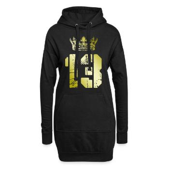 13 Zahl Krone - Hoodie-Kleid - Schwarz - Vorne