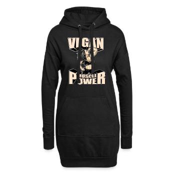 Vegan Muscle Power Strong and Energy - Hoodie Dress - black - Front