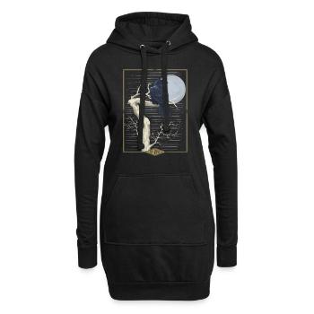Tarot Mystique Corbeau 'The Raven' fait à la main - Sweat-shirt à capuche long Femme - noir - Devant