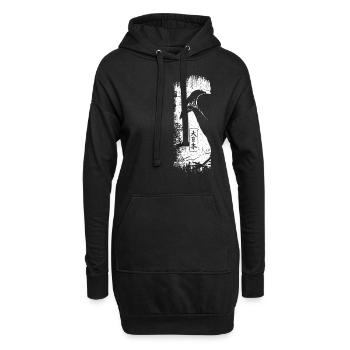 Black and White Japanese Raven - Minimalist Design - Hoodie Dress - black - Front