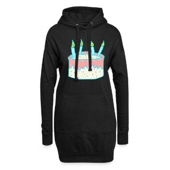Anniversaire - gâteaux - cadeau - Sweat-shirt à capuche long Femme - noir - Devant