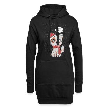 Katzen Weihnachten - Hoodie-Kleid - Schwarz - Vorne