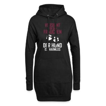 Vorsicht vor dem Frauchen - Hoodie-Kleid - Schwarz - Vorne
