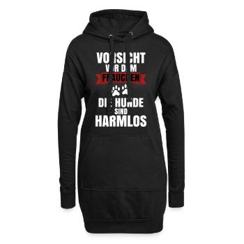 Vorsicht vor dem Frauchen - Hoodie-Kleid - Schwarz - Vorne