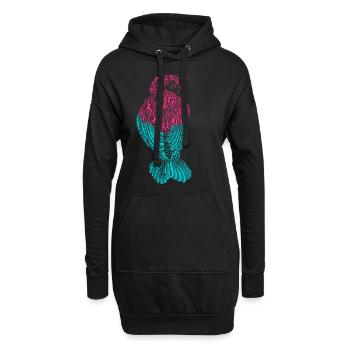 Oiseau coloré - Sweat-shirt à capuche long Femme - noir - Devant