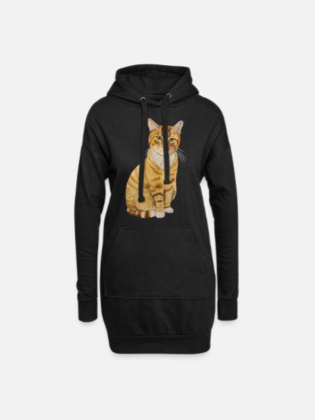 rote Katze sitzend - Hoodie-Kleid - Schwarz