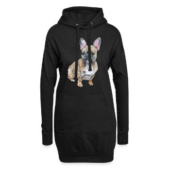 Französische Bulldogge - Hoodie-Kleid - Schwarz - Vorne