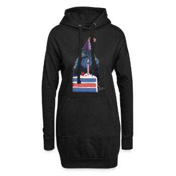 Geburtstags Party Rabe Krähe - Hoodie-Kleid - Schwarz - Vorne