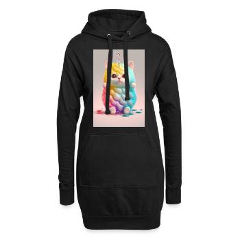 Chat fantaisie - Sweat-shirt à capuche long Femme - noir - Devant