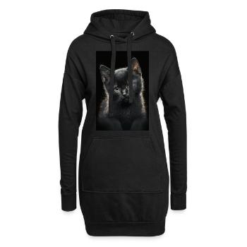 Chaton noir - Sweat-shirt à capuche long Femme - noir - Devant