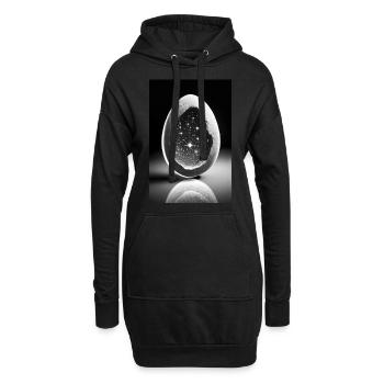 Kosmisches Ei - Hoodie-Kleid - Schwarz - Vorne