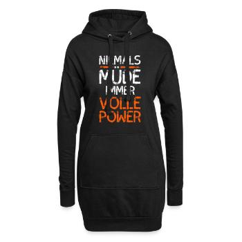 Niemals müde immer volle Power - Hoodie-Kleid - Schwarz - Vorne