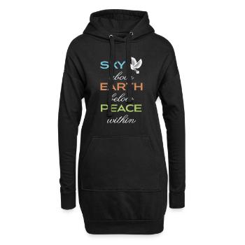 Paix intérieure - Sweat-shirt à capuche long Femme - noir - Devant