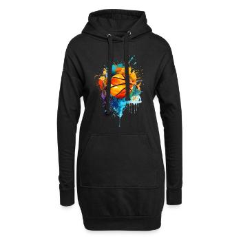 Peinture de basket-ball colorée Splash Splash Splash de couleur - Sweat-shirt à capuche long Femme - noir - Devant