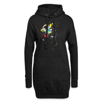 Regenbogen, Erde, Sterne, Weltall, Himmel - Hoodie-Kleid - Schwarz - Vorne