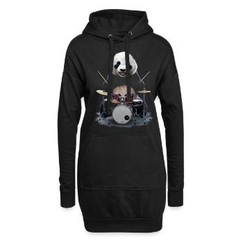 Panda Schlagzeug - Hoodie-Kleid - Schwarz - Vorne